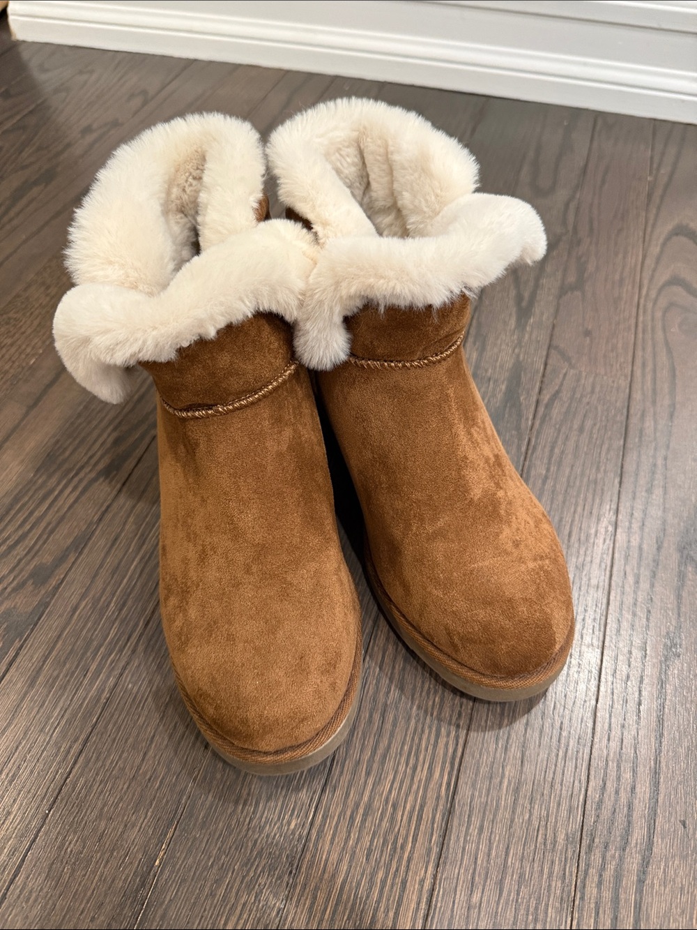 Cozy Shearling-Lined Suede Ankle Boots like Uggs